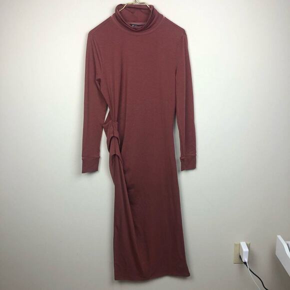 NWT Athleta Industry Turtleneck Stretch Dress Havana Brown Size M Long Sleeves - Picture 3 of 10